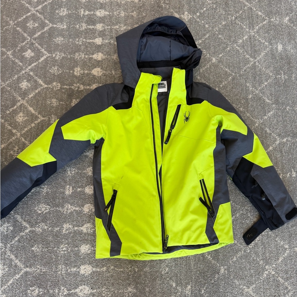 Spyder Kids' Bright Yellow and Dark Gray Ski Jacket